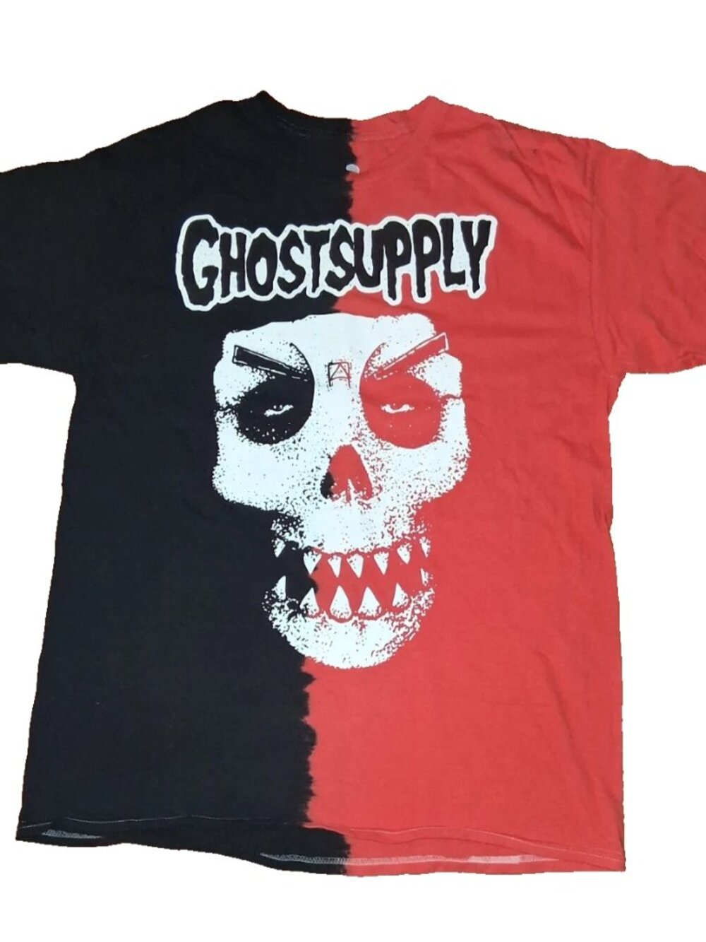 Men's Size Large Red/Black GHOSTSUPPLY Skeleton Head Short Sleeve Cotton T-shirt